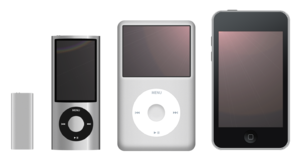 The iPod family with, from the left to the rig...